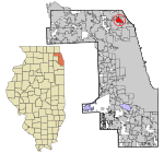 Cook County Illinois incorporated and unincorporated areas Northfield highlighted